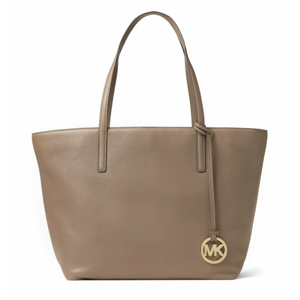 Michael Kors Izzy Dk Dune Soft Pebbled Leather Large Carryall Tote Bag